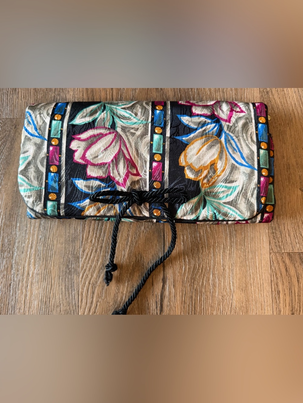 Vintage Christian Dior Floral Silk Travel Bag